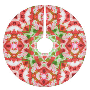 Jolly Christmas Red Green Pink Merry Star Pattern Brushed Polyester Tree Skirt