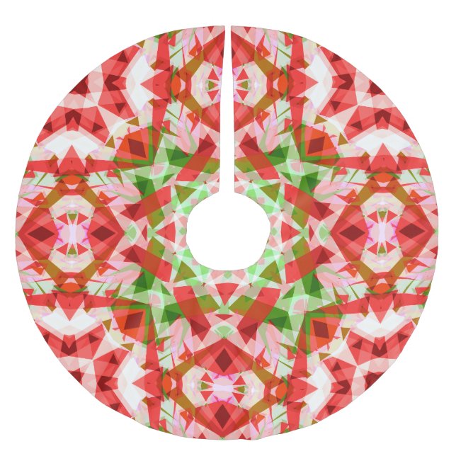 Jolly Christmas Red Green Pink Merry Star Pattern Brushed Polyester Tree Skirt (Front)