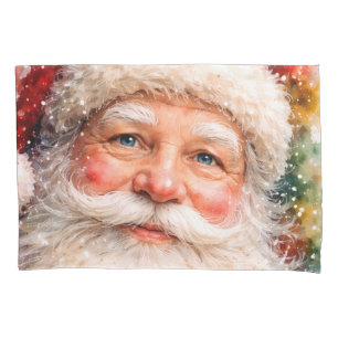 Jolly Christmas Santa Portrait Pillowcase