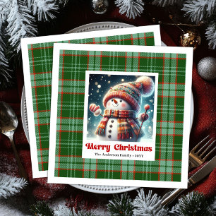 Jolly Christmas Snowman Napkins Personalized Kids 