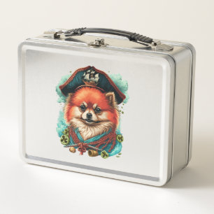 jolly corgis in blue metal lunch box
