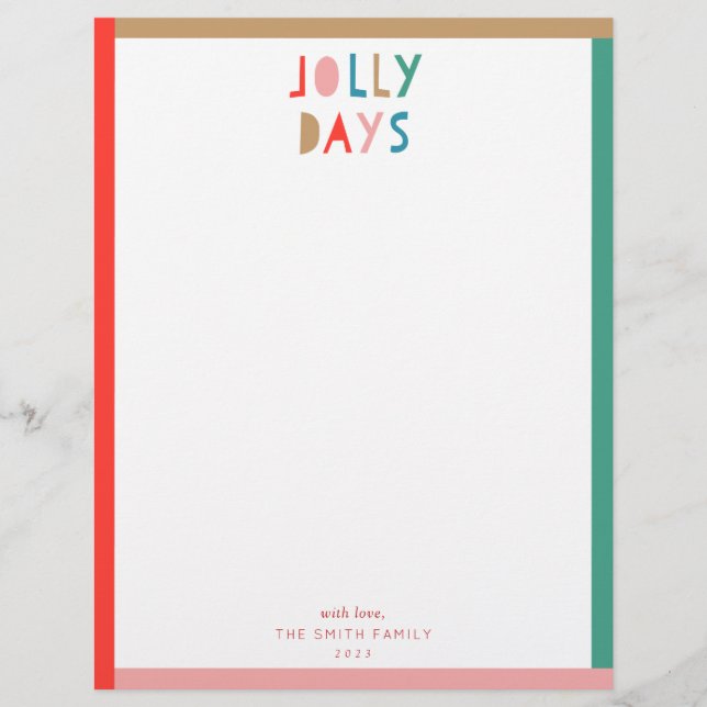Jolly Days Holiday Stationery Custom Letterhead (Front)
