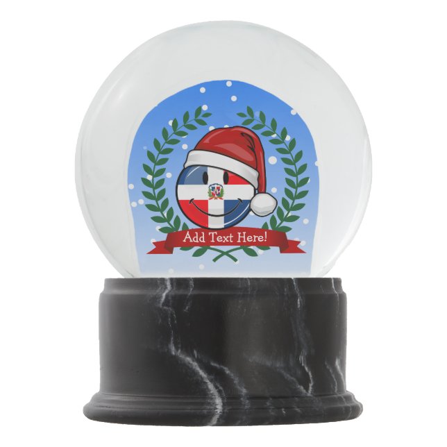 Jolly Dominican Republic Flag Christmas Snow Globe (Front)