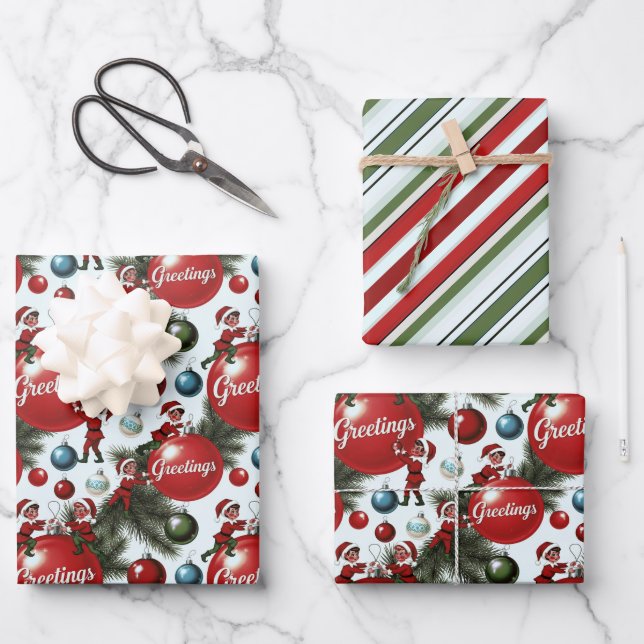 Jolly Elf Jamboree Wrapping Paper Sheet (Front)