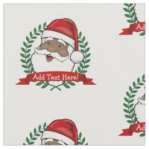 Jolly Ethnic Santa Custom Text Fabric