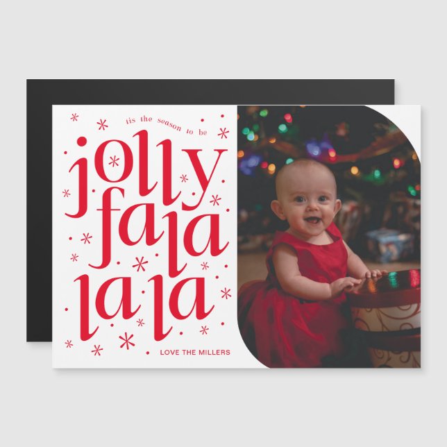 Jolly Fa La La La Whimsical Photo Holiday Card (Front/Back)