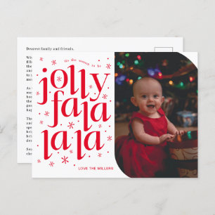 Jolly Fa La La La Whimsical Photo Holiday Postcard