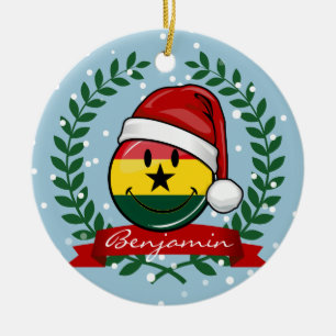 Jolly Ghanian Flag Christmas Style Ceramic Tree Decoration
