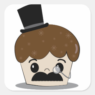 Jolly good moustache square sticker