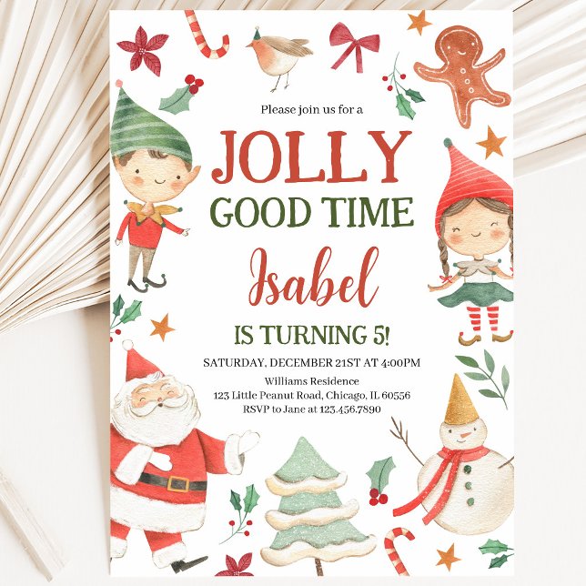  Jolly Good Time Elves Birthday Invitation (Creator Uploaded)