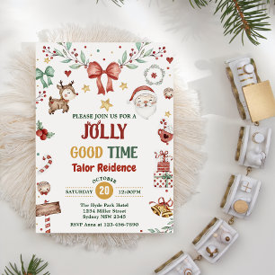 Jolly Good Time Santa Christmas Party Invitation
