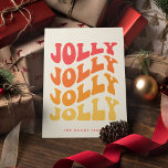 Jolly Groovy Wavy Colourful Christmas Holiday Card<br><div class="desc">Jolly Jolly Jolly Jolly Christmas Card: a retro design,  with a wavy vintage typography and a colourful palette.</div>
