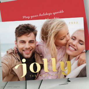 Jolly Happy Holidays Modern Simple Family Photo