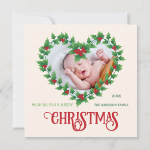 Jolly Heart Christmas Frame Photo  Holiday Card