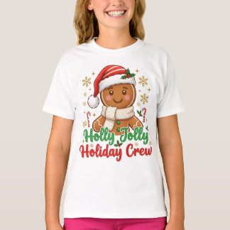 Jolly Holiday Crew Festive Cookie Design T-Shirt