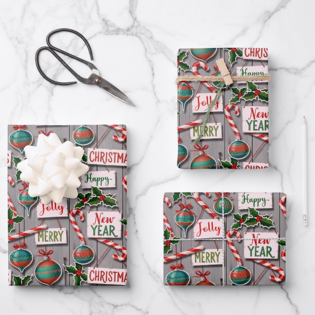 Jolly Holiday Jumble Wrapping Paper Sheet (Front)