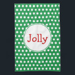 Jolly Holiday Kitchen Towel<br><div class="desc">A festive green and white polka dot pattern decorate this jolly holiday kitchen towel. The design is from original art.</div>