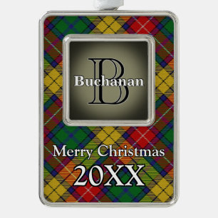 Jolly Holidays Clan Buchanan Tartan Silver Plated Framed Ornament