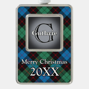 Jolly Holidays Clan Guthrie Tartan Silver Plated Framed Ornament
