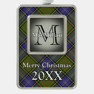 Jolly Holidays Clan MacMillan Hunting Tartan Silver Plated Framed Ornament