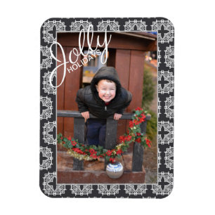 Jolly Holidays Pattern Single Photo Holiday  Magnet