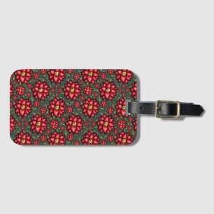 Jolly Holly Flower Christmas Design – Festive Luggage Tag