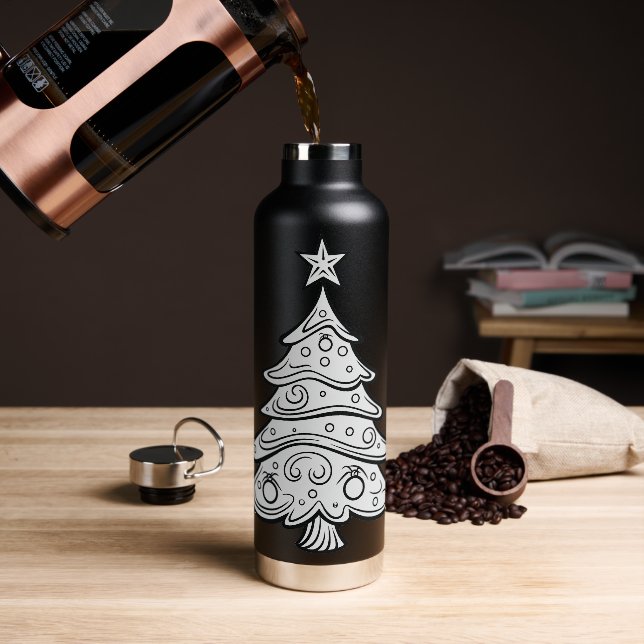 Jolly Hydration: Christmas Tree-Emblazoned Water Bottle (Coffee)