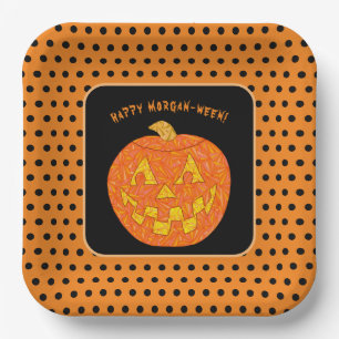 Jolly Jack O Lantern Cute Custom Happy Halloween Paper Plate