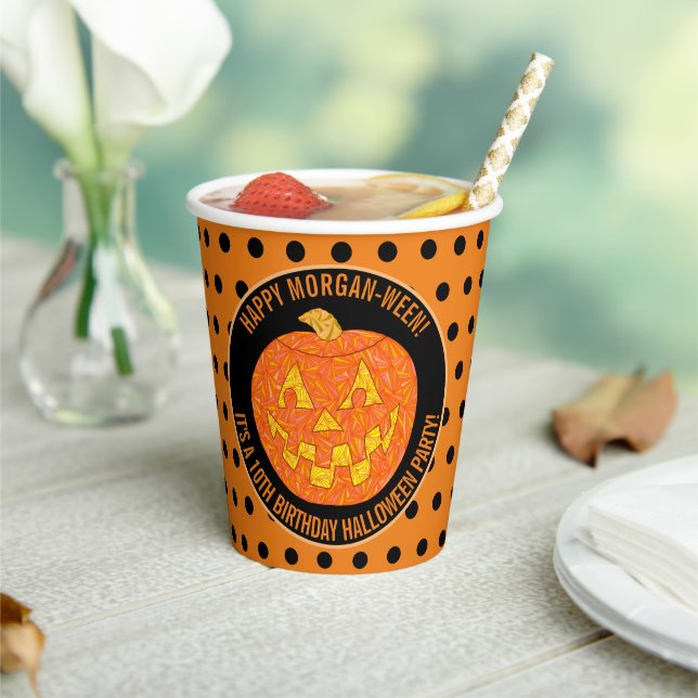 Jolly Jack O Lantern Fun Custom Happy Halloween Paper Cups (Insitu)