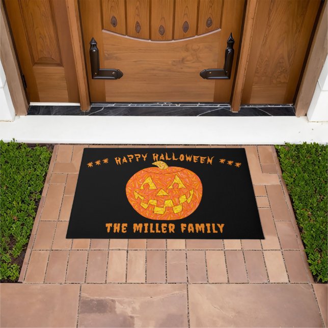 Jolly Jack O Lantern Personalised Happy Halloween Doormat (Outdoor)