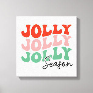 Jolly Jolly Jolly Season  Retro Holiday Typography Canvas Print