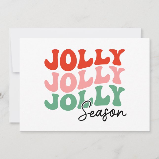 Jolly Jolly Jolly Season  Retro Holiday Typography Card (Front)