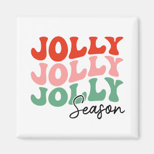 Jolly Jolly Jolly Season  Retro Holiday Typography Magnet