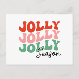 Jolly Jolly Jolly Season  Retro Holiday Typography Postcard