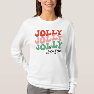 Jolly Jolly Jolly Season  Retro Holiday Typography T-Shirt