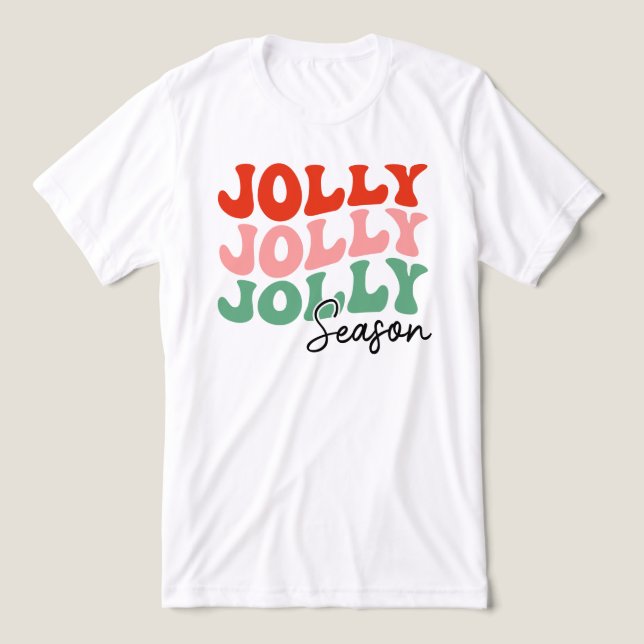 Jolly Jolly Jolly Season  Retro Holiday Typography Tri-Blend Shirt (Design Front)
