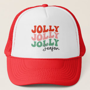 Jolly Jolly Jolly Season Retro Holiday Typography Trucker Hat