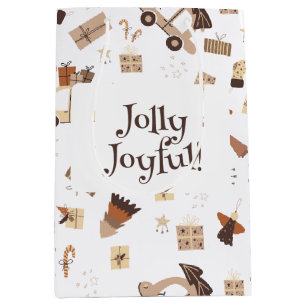 Jolly Joyful Boho Christmas Medium Gift Bag