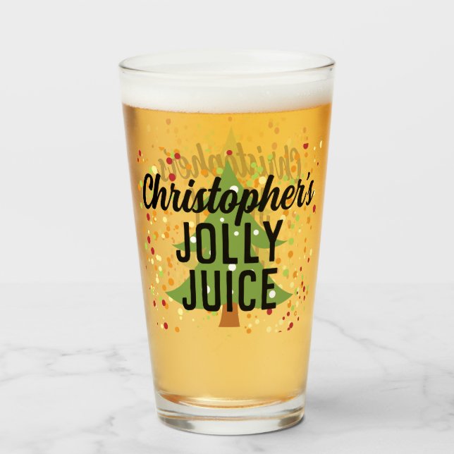 Jolly Juice Funny Custom Name Christmas Beer Glass (Front Filled)