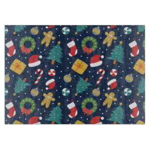 Jolly Jumble Holiday Glass Cutting Board