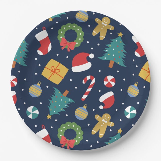 Jolly Jumble Holiday Paper Plates (Front)