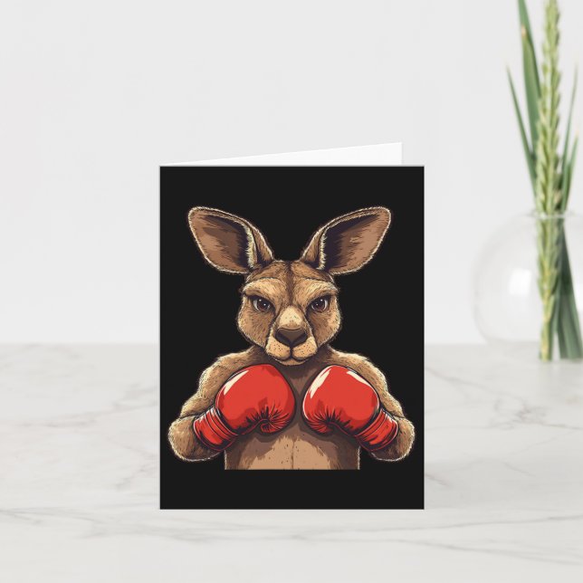 Jolly Kangaroo With Gloves For A Fun Battle  Card (Front)