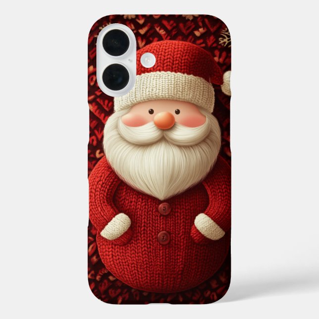 Jolly Knitted Santa Claus  Red Sweater Christmas Case-Mate iPhone Case (Back)