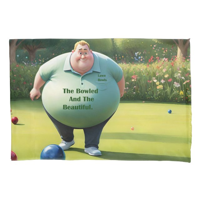 Jolly Lawn Bowler Man,  Pillowcase (Front)