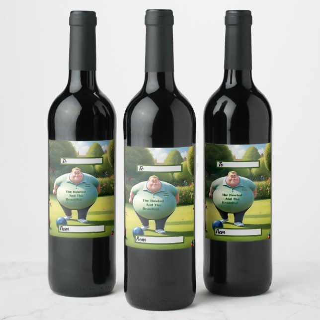 Jolly Lawn Bowler Man, Wine Label (Bottles)