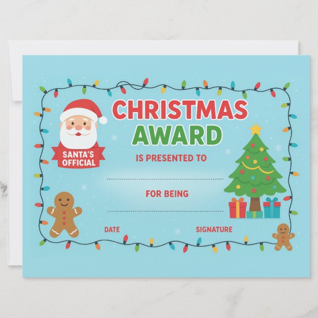 Jolly Lights Christmas Award Certificate (Front)