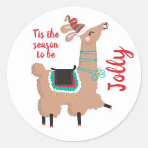 Jolly Llama Holiday Christmas sticker
