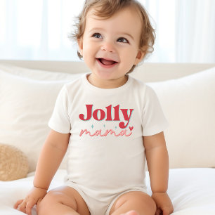 Jolly Mama Heart Retro Christmas Baby T-Shirt