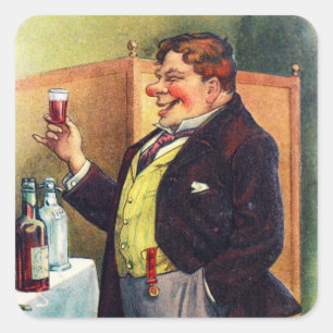 Jolly Man Toasting with Cognac Square Sticker