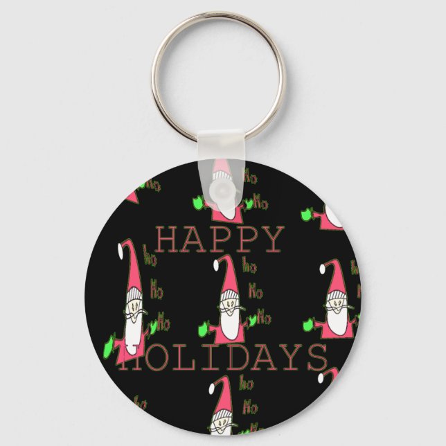 Jolly Mouse Santa: A Fun Holiday Illustration. Key Ring (Front)